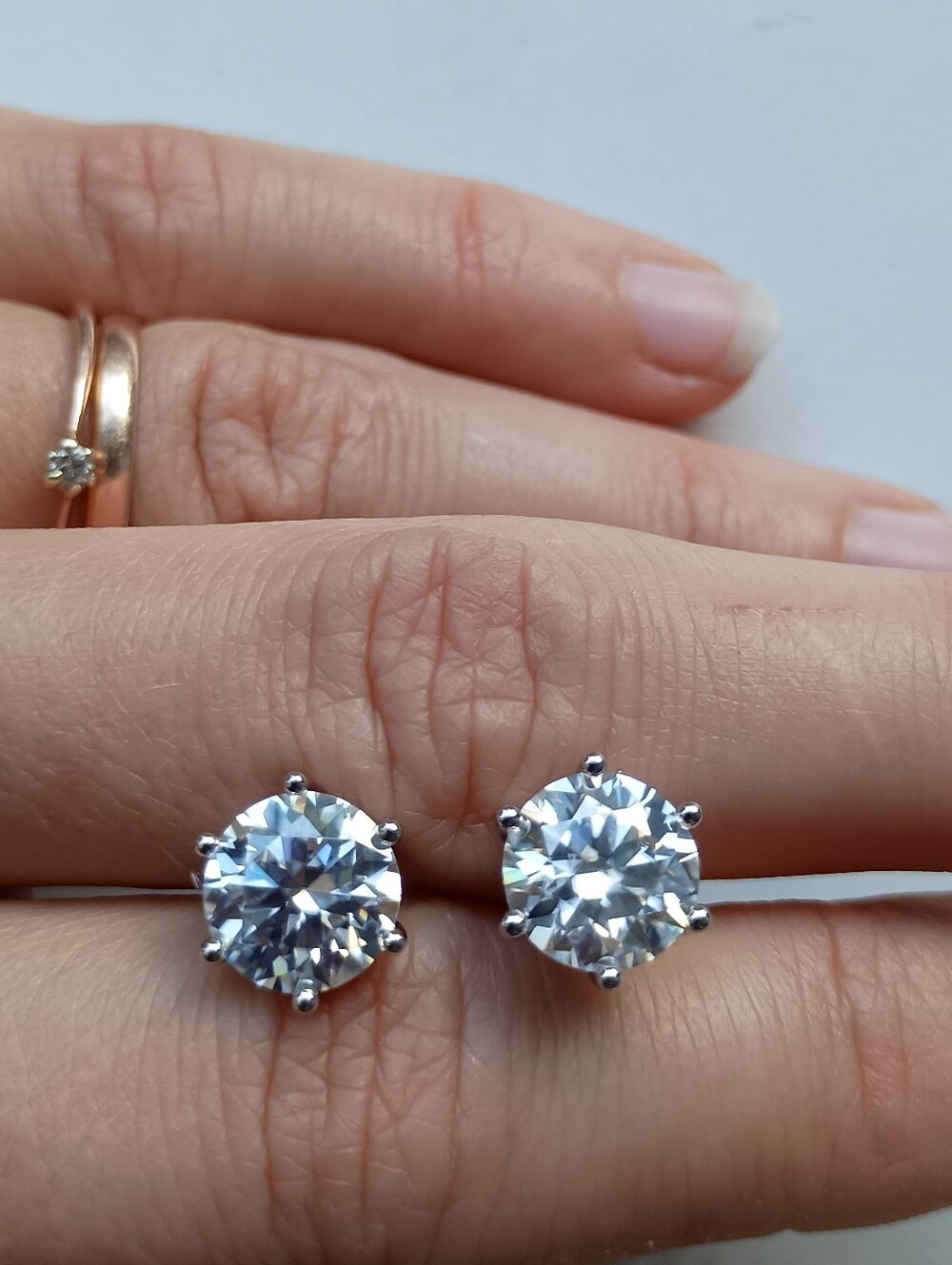 6CT Moissanite Prong Studs Earrings Real 925 Silver 18k G/P GRA Certificate